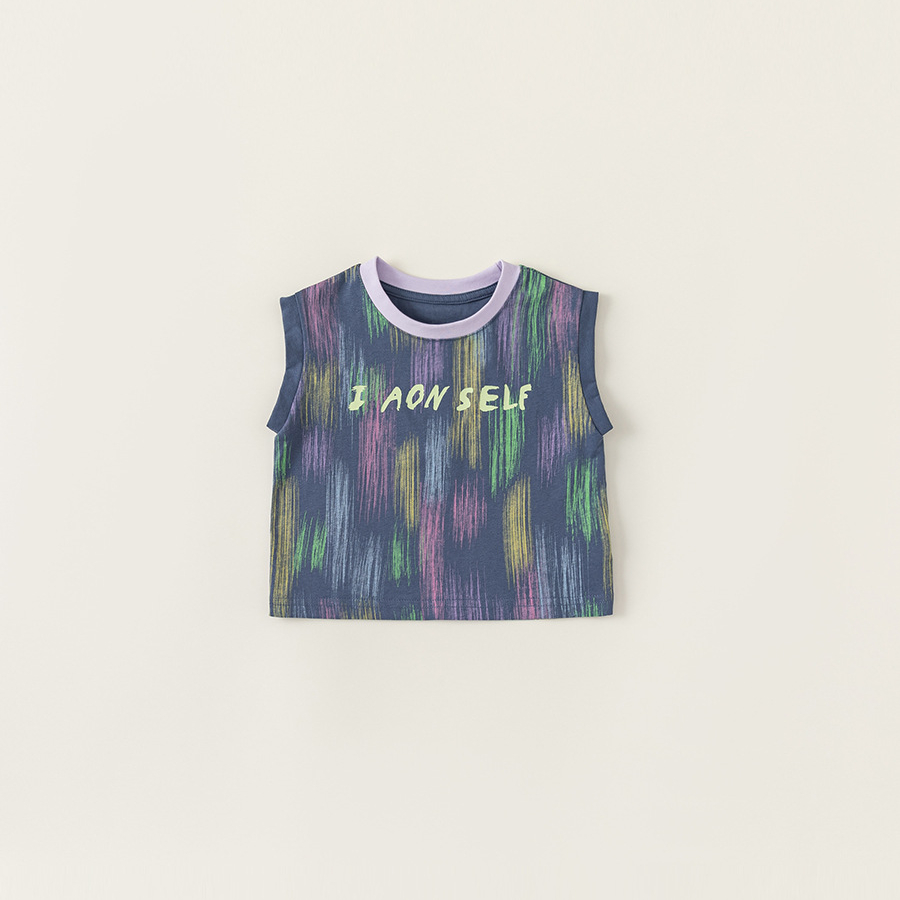 童裝男童背心夏裝2025夏季新款兒童無袖T恤字母上衣