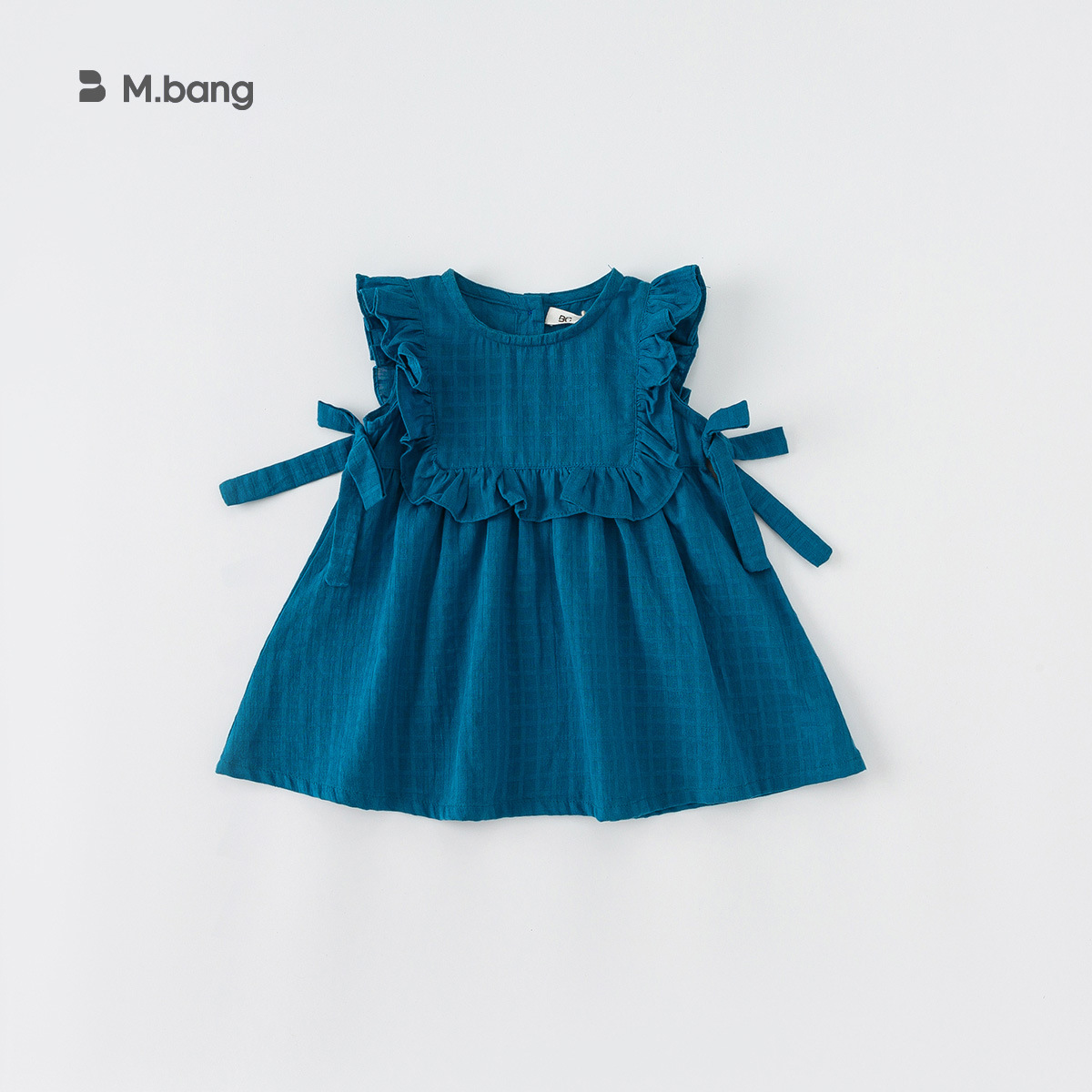 童裝夏季韓版女童無袖裙子兒童連衣裙純色甜美湖州織裏童裝