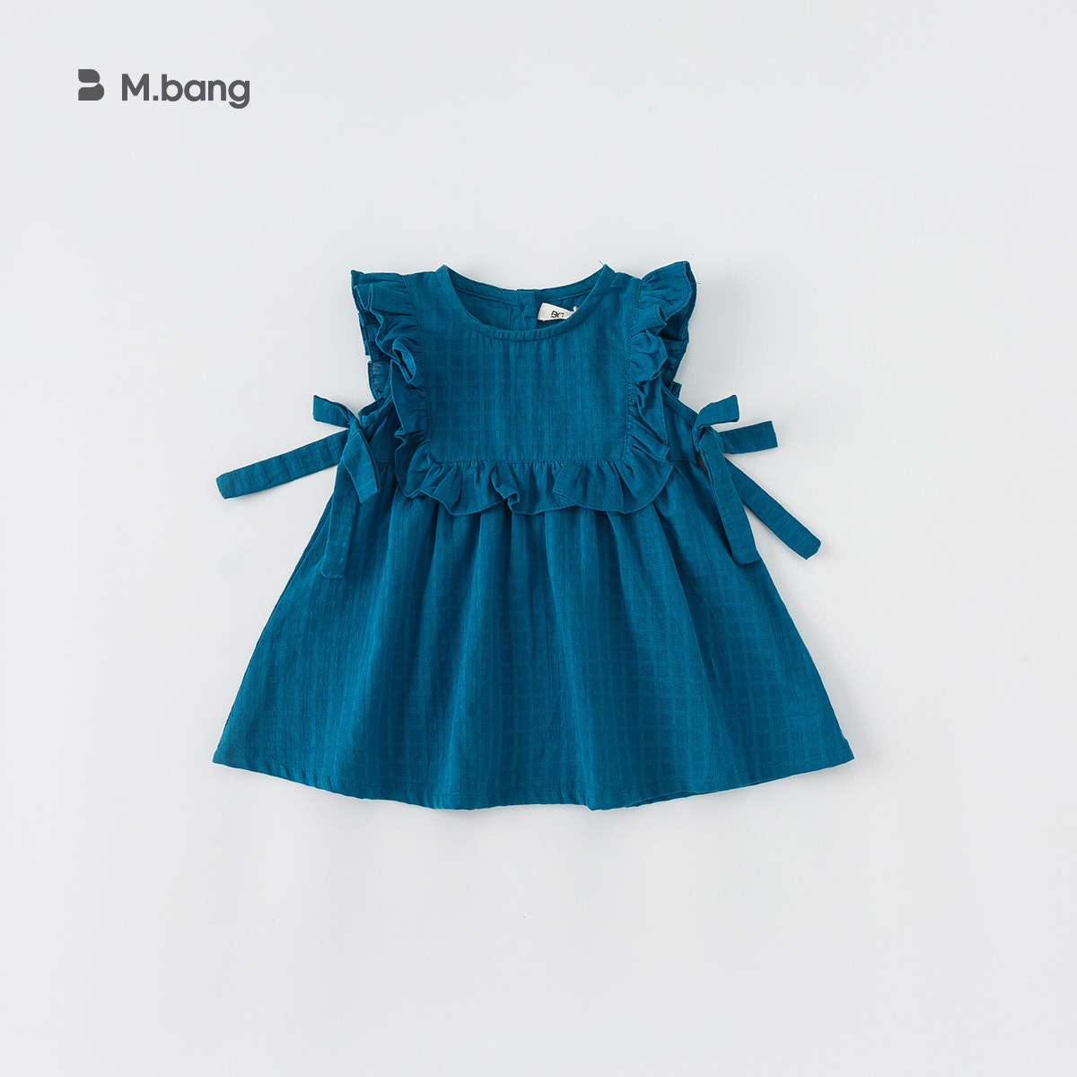 童裝夏季韓版女童無袖裙子兒童連衣裙純色甜美湖州織裏童裝