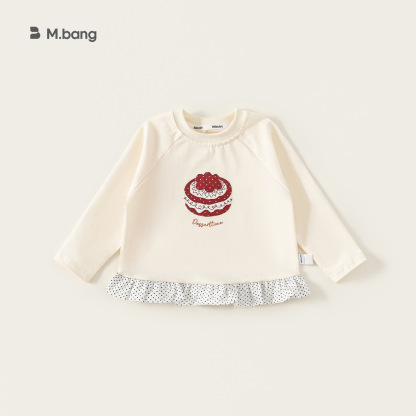 童裝女童T恤春季新品拼接時髦兒童上衣波點圓領小童長袖衣服