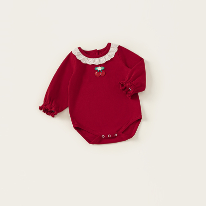 秋裝新生兒衣服嬰童爬服甜美櫻桃女童連體衣