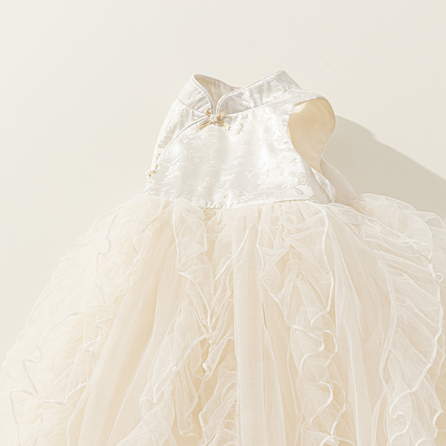 童裝女童裙子春季新品無袖網紗兒童蛋糕裙公主裙甜美小童長裙