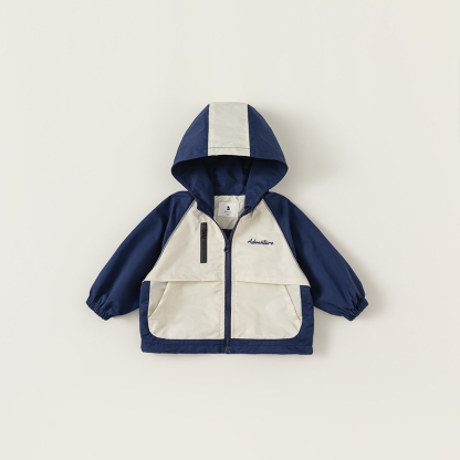 童裝男童外套春秋裝外出服休閒兒童連帽風衣寬鬆女童拉鍊衫