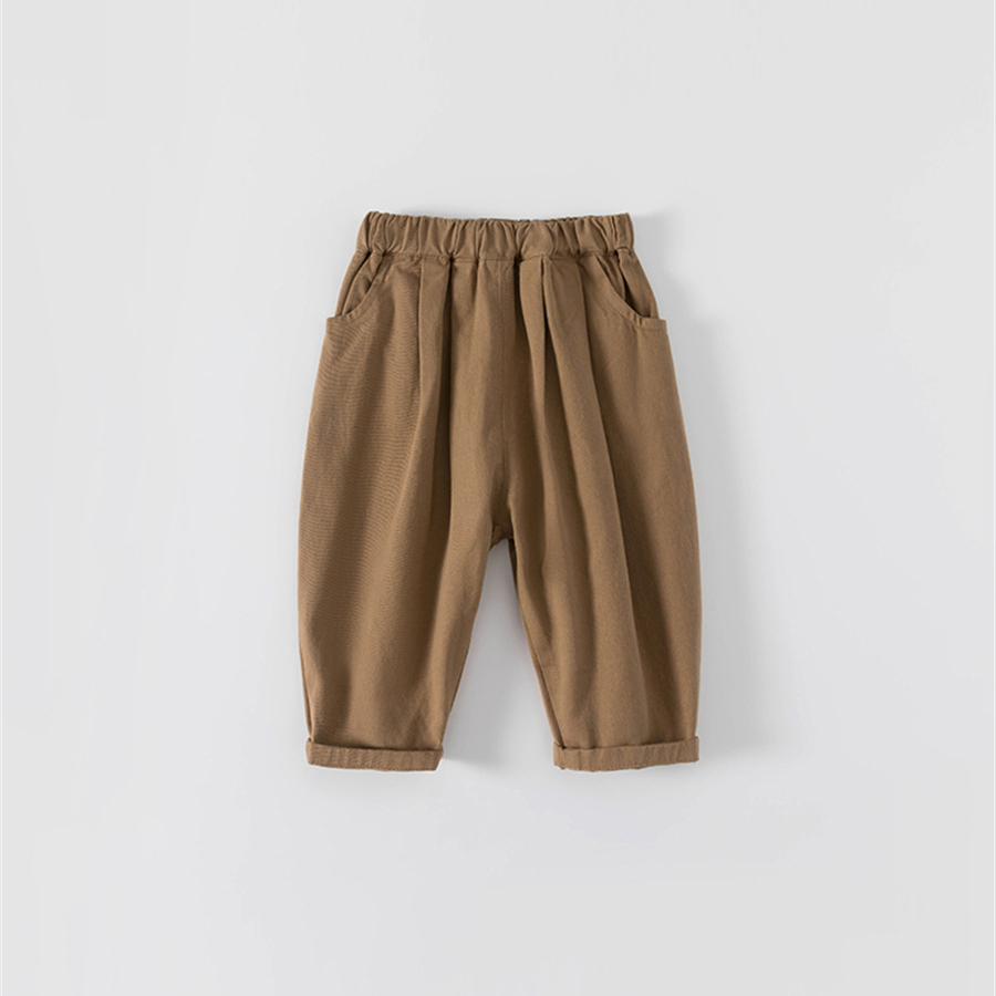 童裝春秋休閒男女童純色寬鬆長褲兒童褲子小童直筒褲