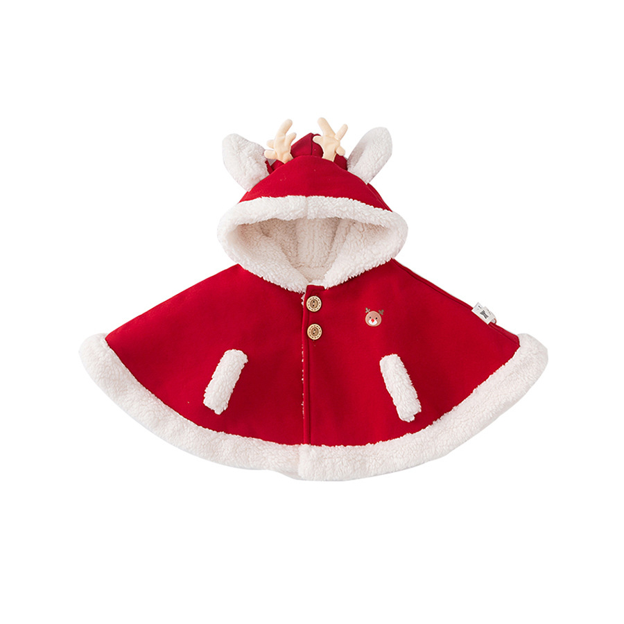 童裝兒童披風冬季加絨小童鹿角小耳朵斗篷女童外套男童上衣