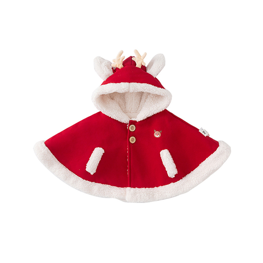 童裝兒童披風冬季加絨小童鹿角小耳朵斗篷女童外套男童上衣