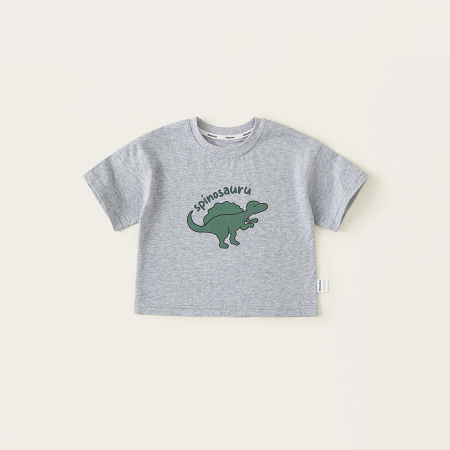 童裝夏款休閒童裝女童圓領寬鬆上衣T恤男童恐龍印花短袖