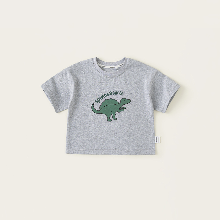 童裝夏款休閒童裝女童圓領寬鬆上衣T恤男童恐龍印花短袖