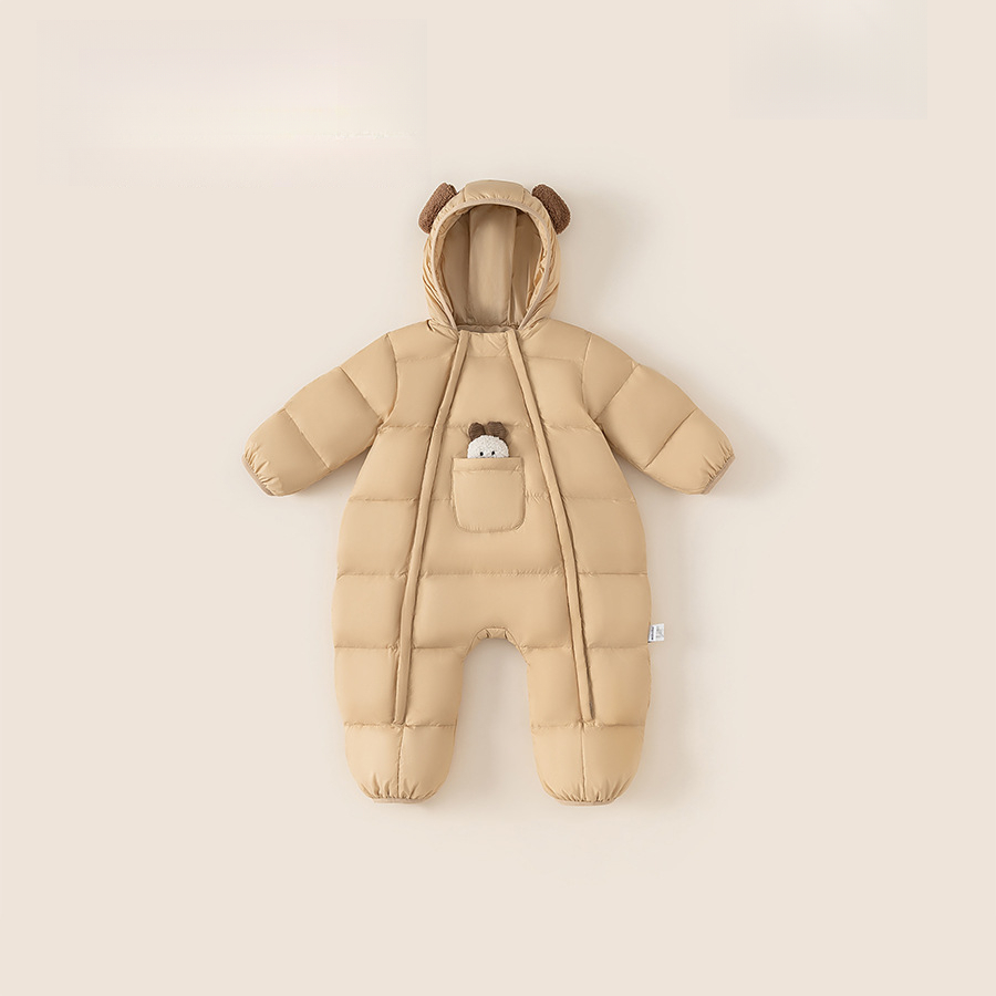 童裝嬰兒連體羽絨服男童寶寶冬季連體衣爬服白鴨絨保暖加厚