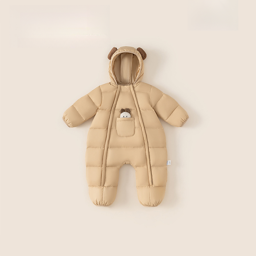 童裝嬰兒連體羽絨服男童寶寶冬季連體衣爬服白鴨絨保暖加厚