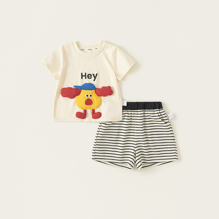 童裝兒童短袖套裝女童夏裝男童T恤短褲兩件套中小童夏季衣服