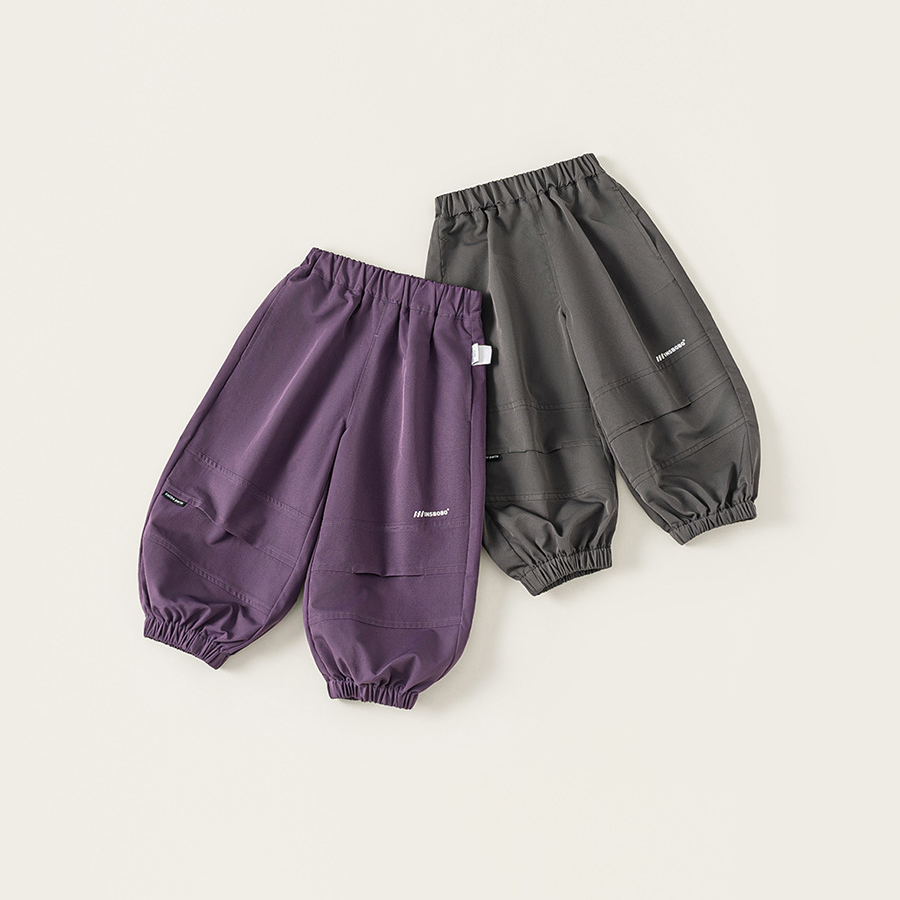 童裝秋季新款兒童褲子男童工裝褲純色休閒束腳褲男孩長褲