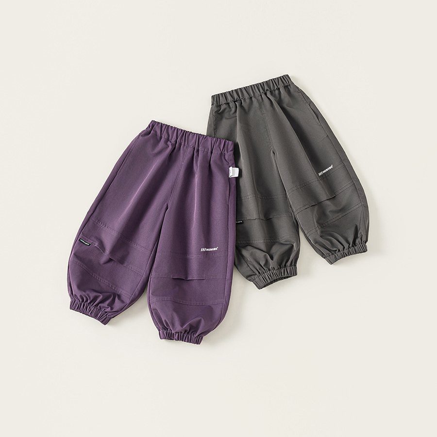 童裝秋季新款兒童褲子男童工裝褲純色休閒束腳褲男孩長褲