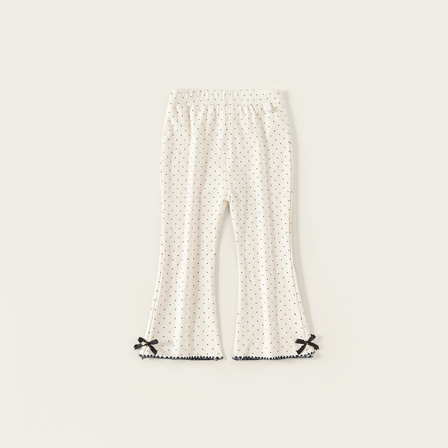 童裝女童打底褲新品波點蝴蝶結女孩子外穿褲子小童微喇長褲