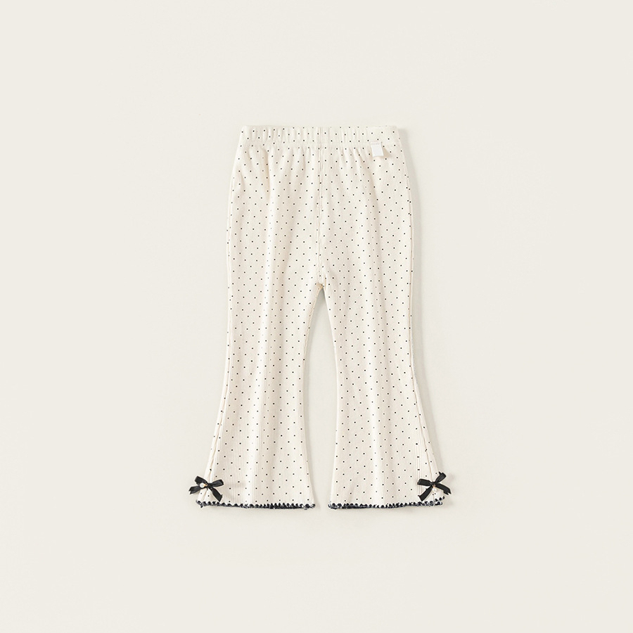 童裝女童打底褲新品波點蝴蝶結女孩子外穿褲子小童微喇長褲
