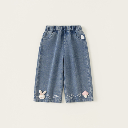 童裝女童褲子春季新品可愛小童牛仔褲百搭兒童直筒褲寶寶長褲