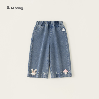 童裝女童褲子春季新品可愛小童牛仔褲百搭兒童直筒褲寶寶長褲