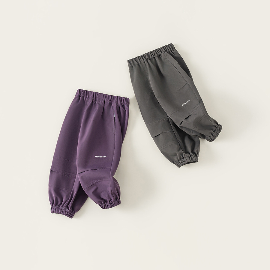 童裝秋季新款兒童褲子男童工裝褲純色休閒束腳褲男孩長褲