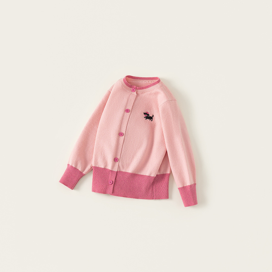 童裝女童毛衣春季新品拼色針織小童開衫撞色女孩子毛線上衣