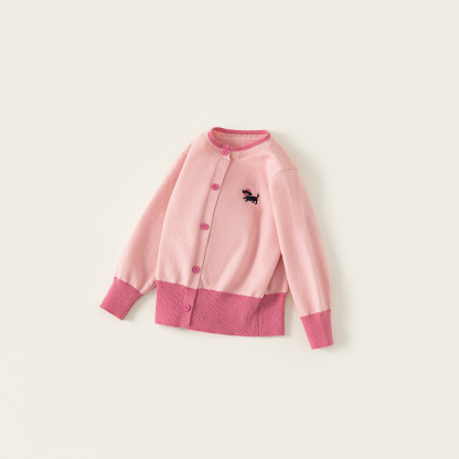 童裝女童毛衣春季新品拼色針織小童開衫撞色女孩子毛線上衣