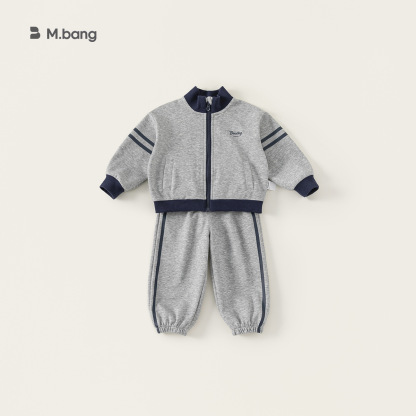 童裝兒童春裝兩件套春季新款韓版男童撞色條紋運動套裝