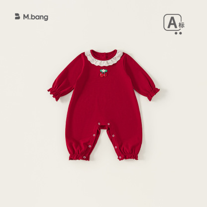 秋裝新生兒衣服嬰童爬服甜美櫻桃女童連體衣