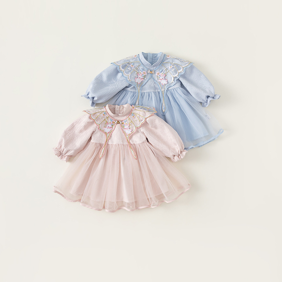 童裝兒童連衣裙春秋新款女童網紗公主裙寶寶生日禮服小童裙子