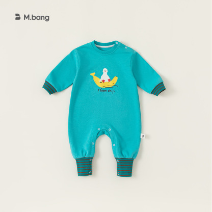 童裝寶寶連體衣春秋新生兒衣服兒童卡通條紋爬服外穿