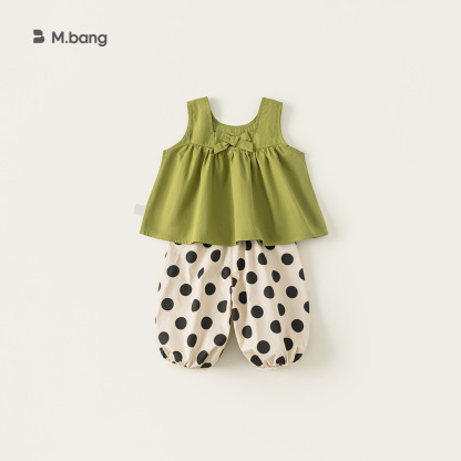 童裝夏季新款韓版寶寶無袖背心闊腿褲女童兩件套時髦兒童套裝