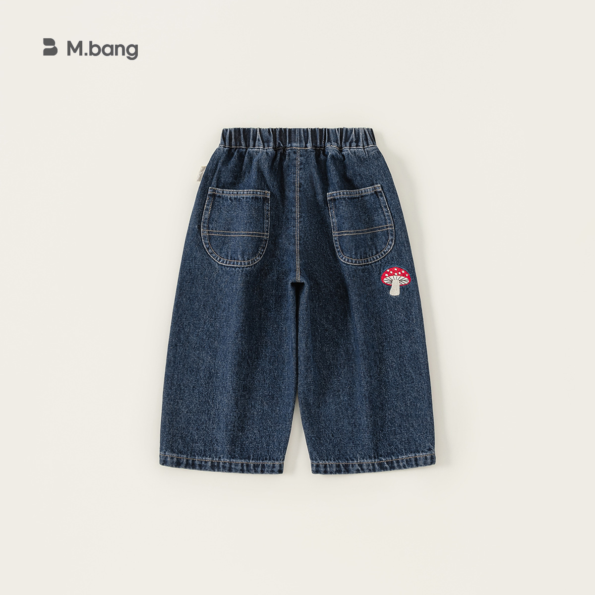 童裝新款秋裝兒童長褲秋季童褲男童直筒褲蘑菇刺繡女孩牛仔褲