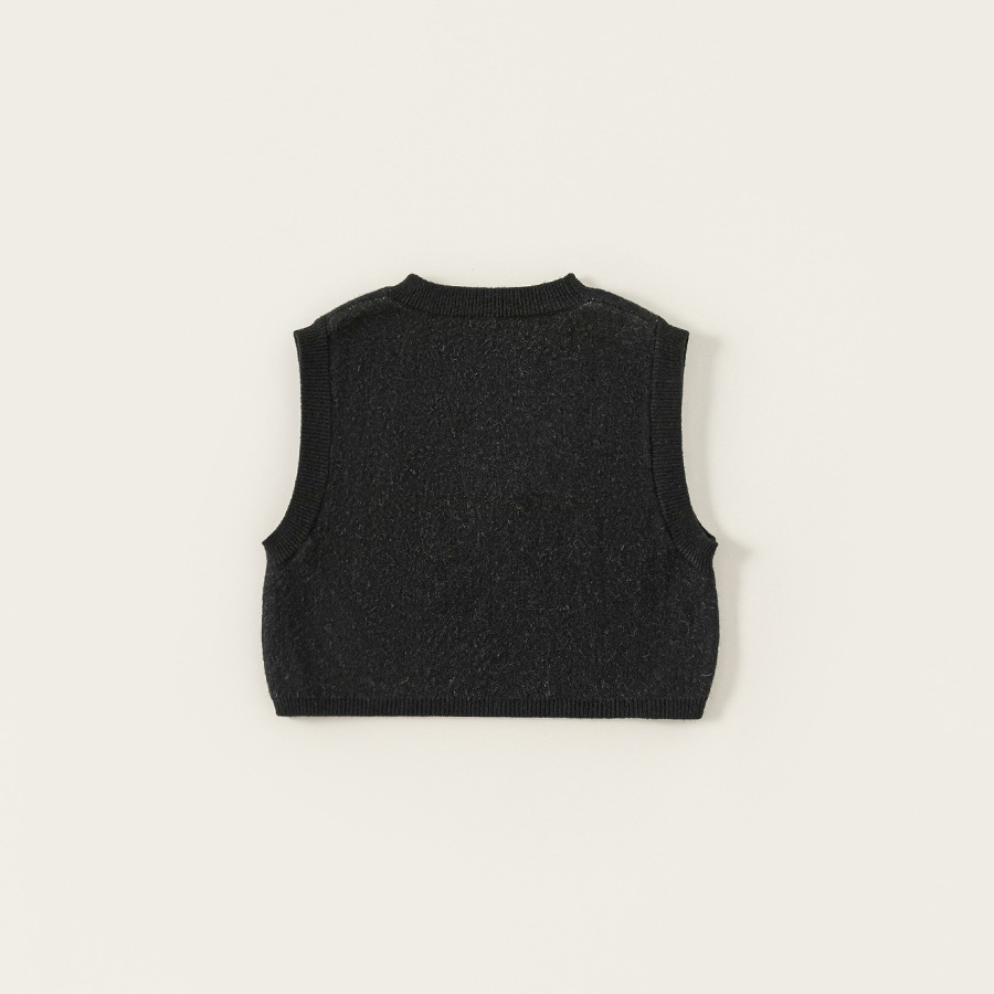 童裝女童馬甲印花圓領中小童無袖上衣春季新品毛線兒童背心