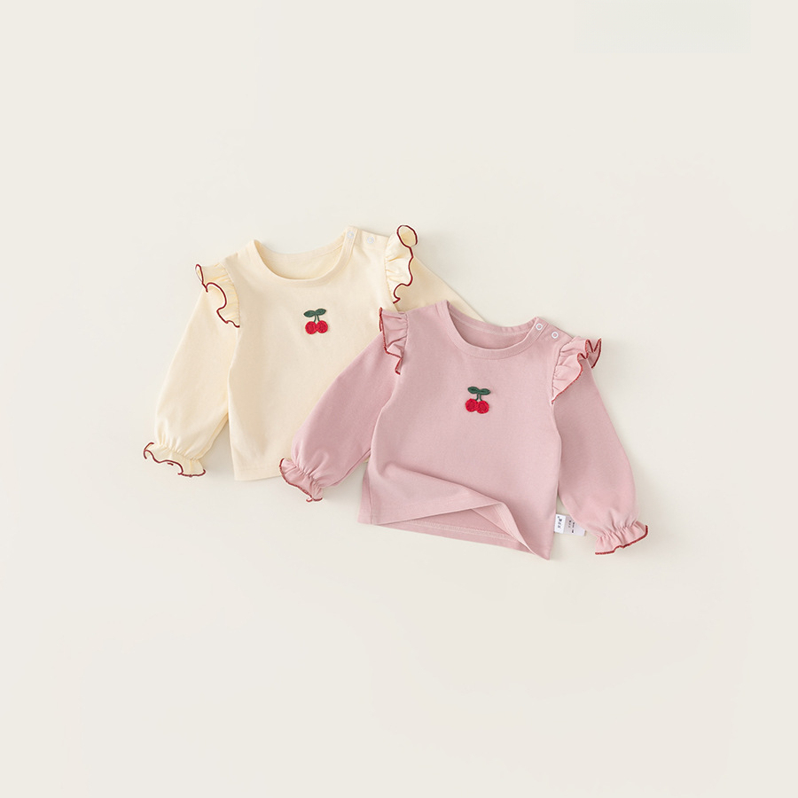 童裝女童T恤秋季新款女孩打底衫花邊長袖兒童寶寶上衣洋氣