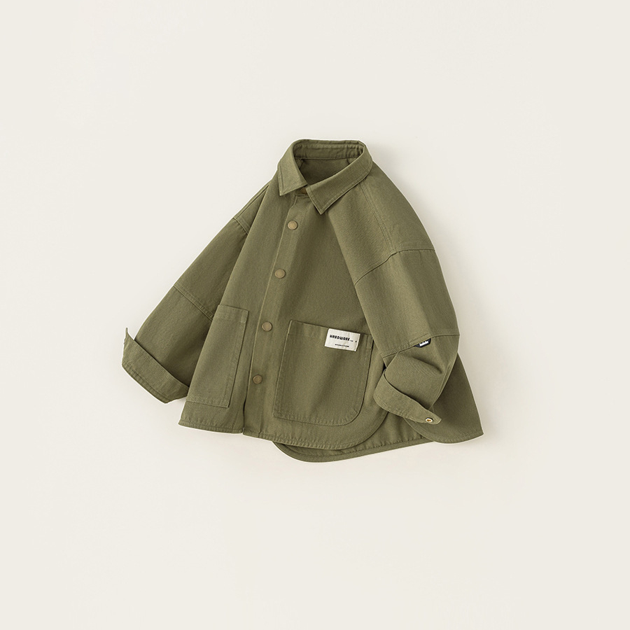 童裝男孩秋裝新款上衣兒童春秋款休閒外套復古長袖襯衫