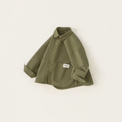 童裝男孩秋裝新款上衣兒童春秋款休閒外套復古長袖襯衫