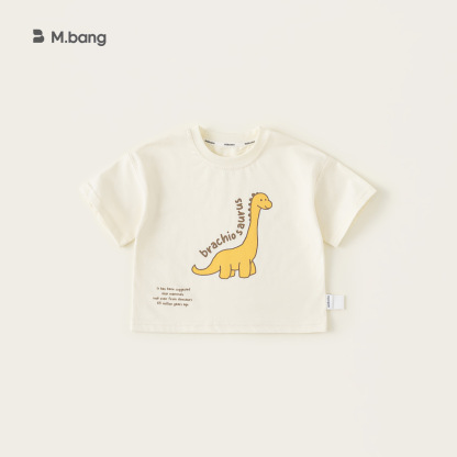 童裝夏款休閒童裝女童圓領寬鬆上衣T恤男童恐龍印花短袖