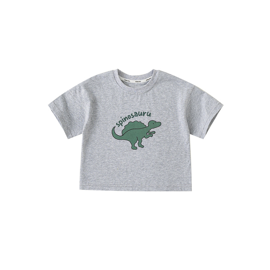 童裝夏款休閒童裝女童圓領寬鬆上衣T恤男童恐龍印花短袖