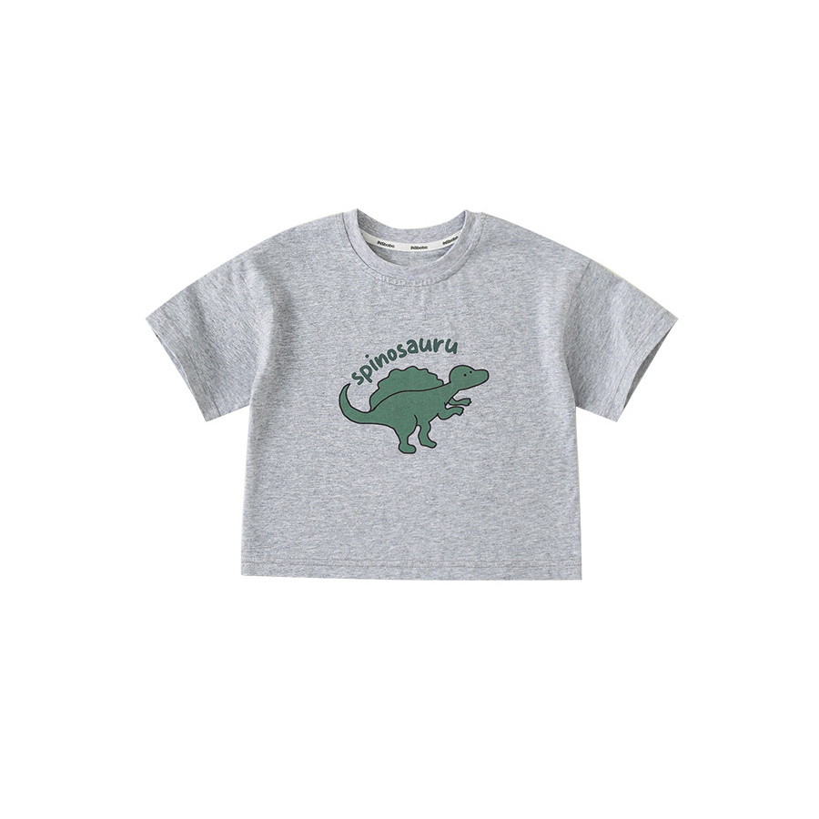 童裝夏款休閒童裝女童圓領寬鬆上衣T恤男童恐龍印花短袖