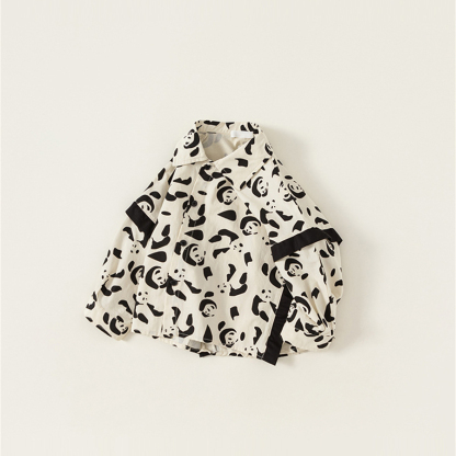 童裝男童襯衣秋季新品熊貓個性兒童襯衫長袖小童襯衣潮流