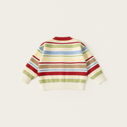 童裝男童毛衣彩色條紋中小童毛線開衫多巴胺女童針織外套潮流