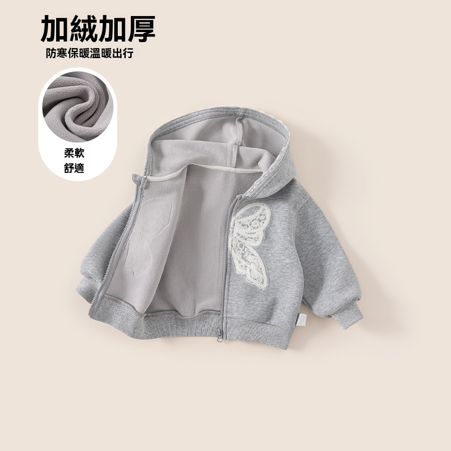 兒童連帽拉鍊衫冬季新品蝴蝶結甜美洋氣小童開衫衛衣女童外套