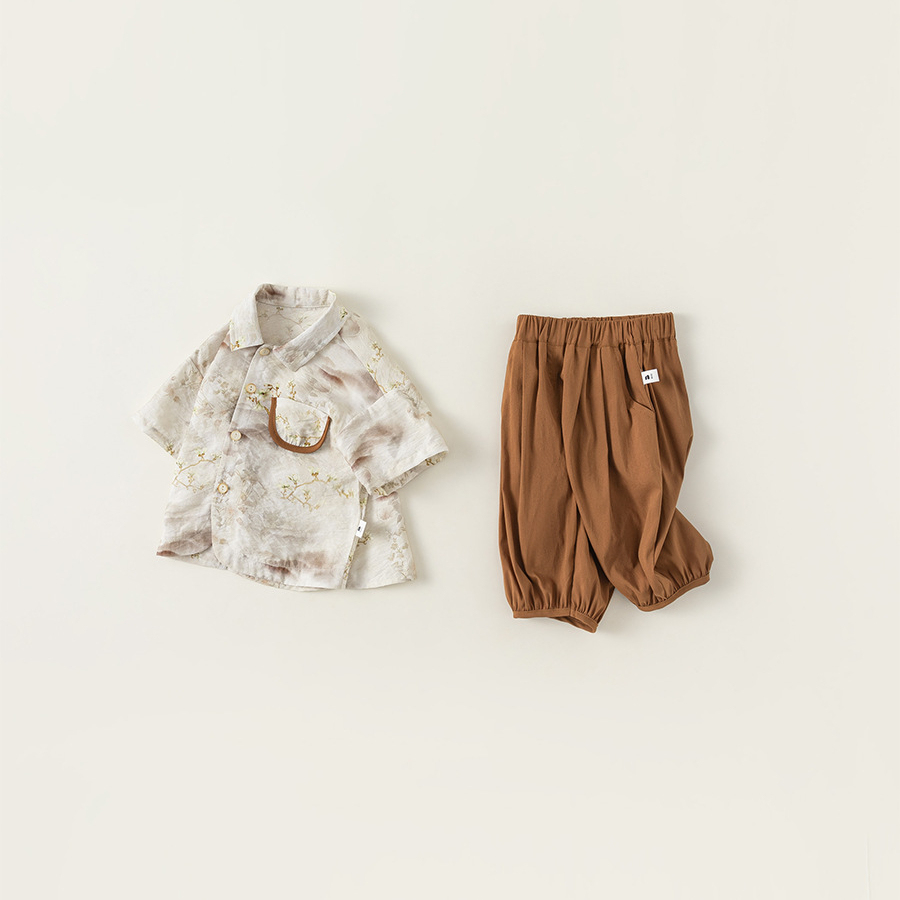 童装男童夏装衬衫套装儿童新汉服童装两件套国潮宝宝衣服