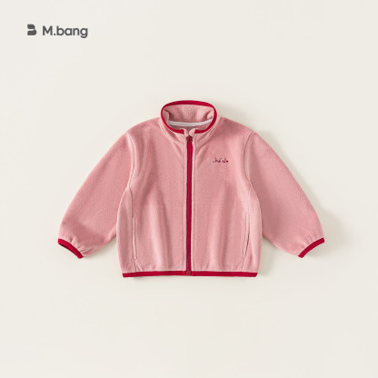 童裝秋款兒童上衣包邊內膽繡花長袖拼色長袖衣服女童毛絨外套