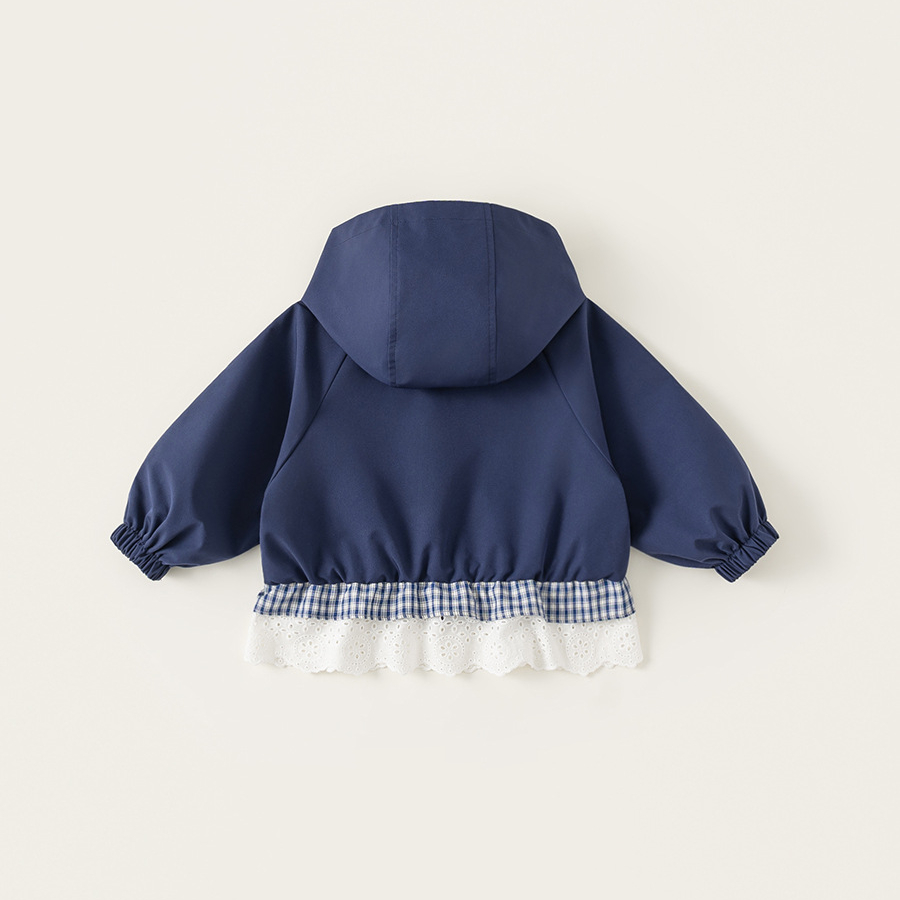 童裝女童外套春季新品連帽花邊兒童拉鍊衫衣服百搭中小童上衣