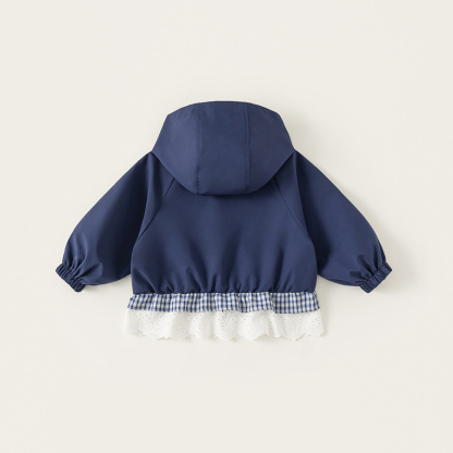 童裝女童外套春季新品連帽花邊兒童拉鍊衫衣服百搭中小童上衣