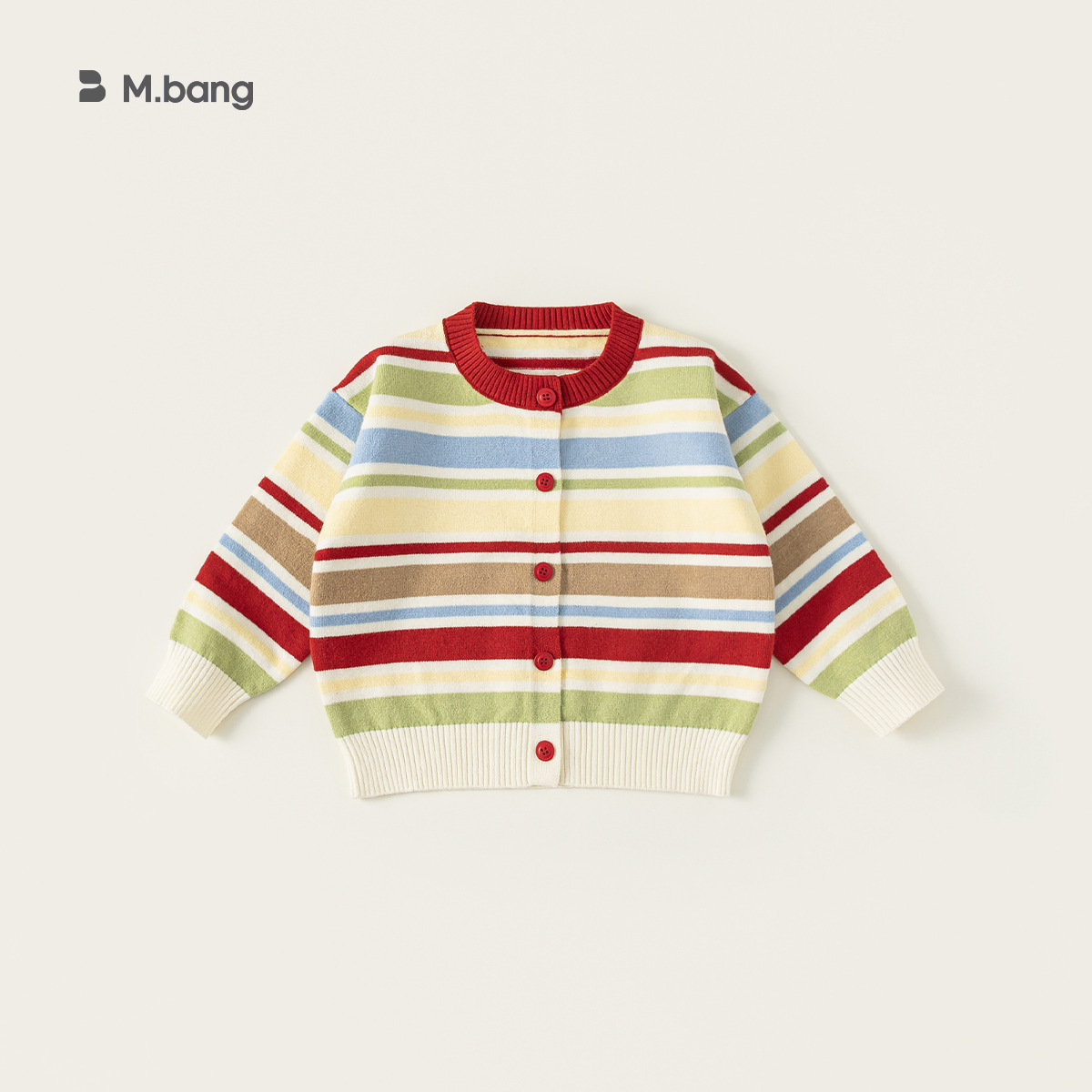 童裝男童毛衣彩色條紋中小童毛線開衫多巴胺女童針織外套潮流