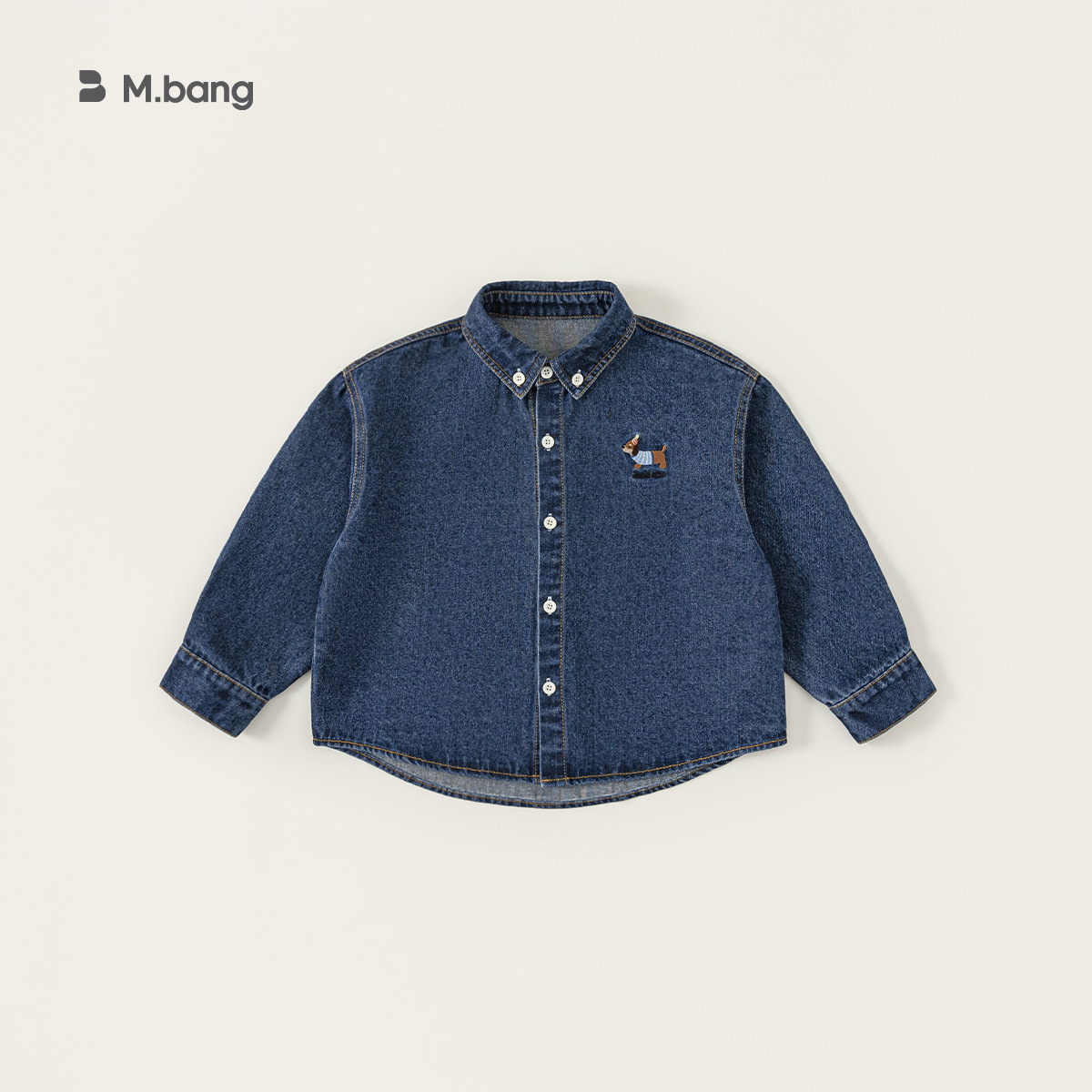 童裝中大童秋季新款女孩子上衣兒童襯衫復古刺繡男童牛仔外套