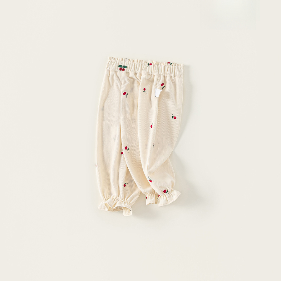 秋款童裝新品刺繡碎花褲兒童褲子女寶寶長褲花邊女童束腳褲