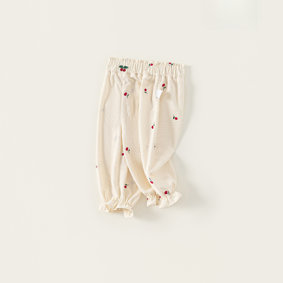 秋款童裝新品刺繡碎花褲兒童褲子女寶寶長褲花邊女童束腳褲