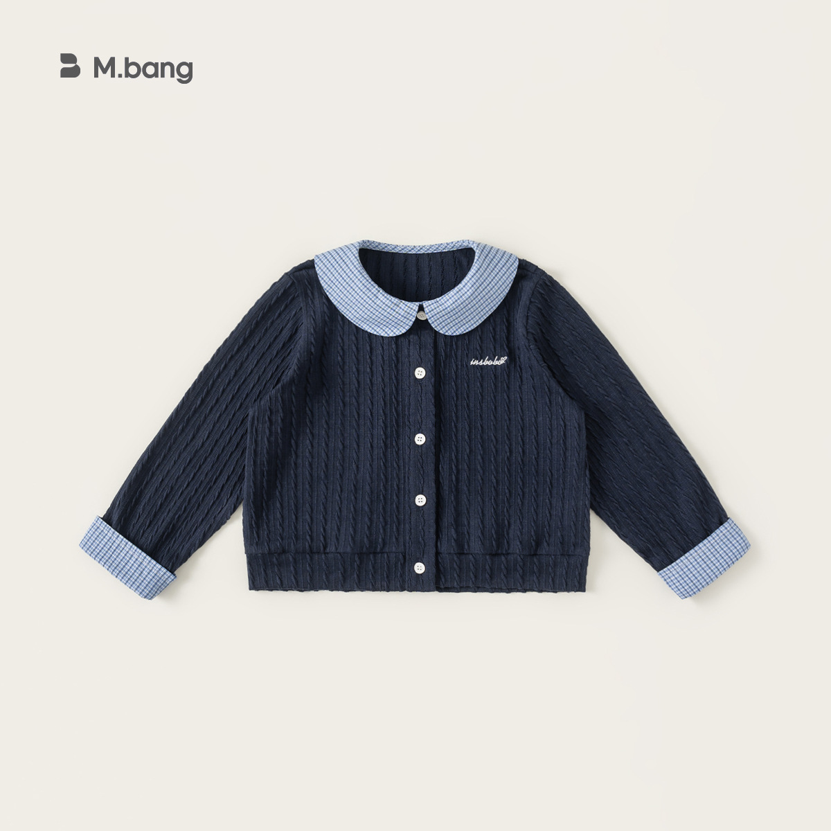 童裝女童襯衫春季新品格子拼接兒童上衣可愛娃娃領女孩子衣服