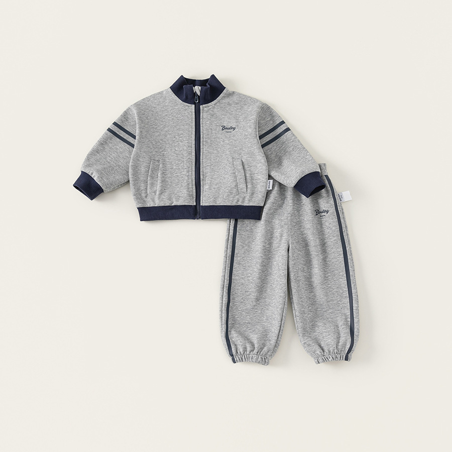 童裝兒童春裝兩件套春季新款韓版男童撞色條紋運動套裝